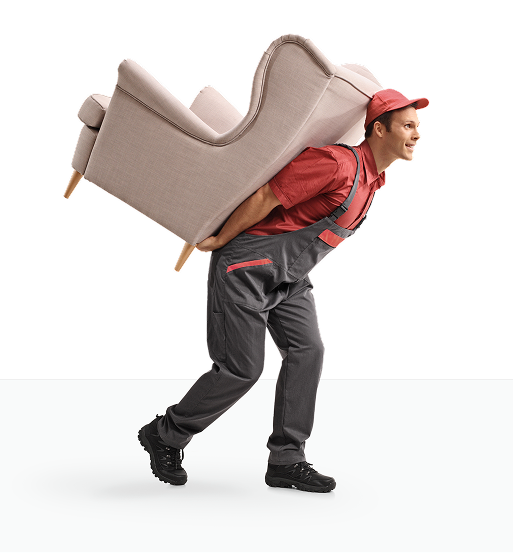Delivery person carrying furniture