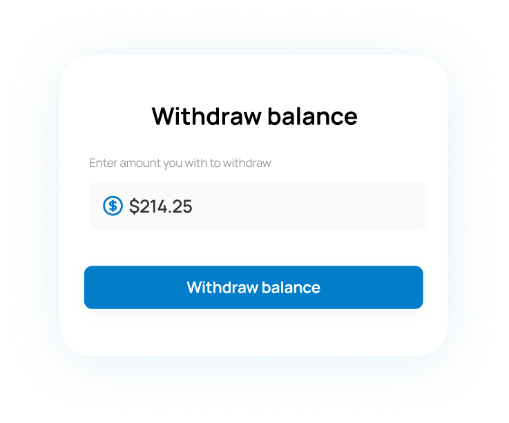Withdraw balance screen